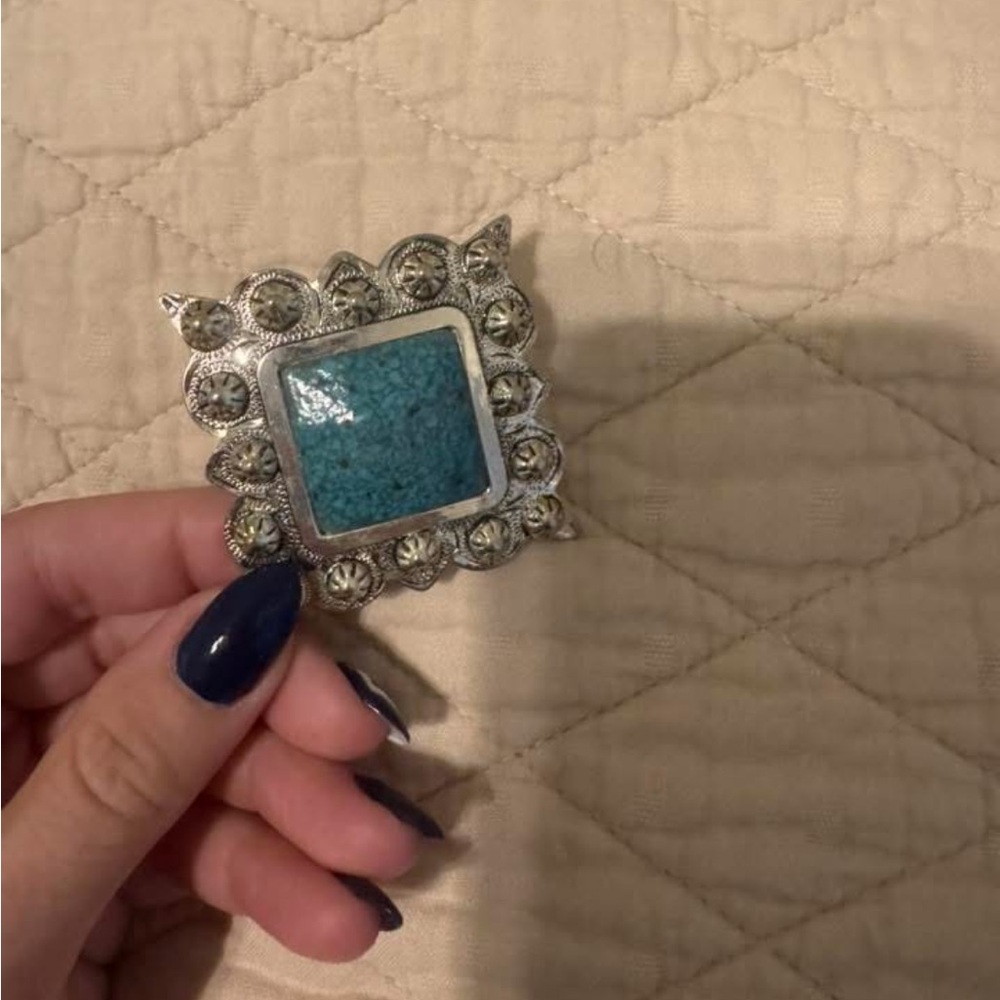 Silver and Turquoise Scarf Slide
